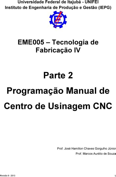 Parte 2 Programação Manual de Centro de Usinagem CNC